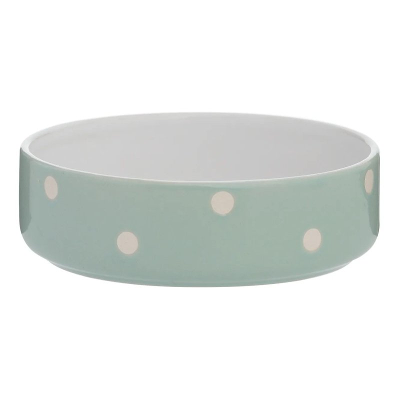 sage polka dot pet bowl