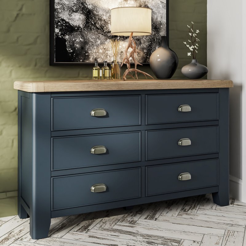 Aldiss Own Heritage Blue 6 Drawer Chest