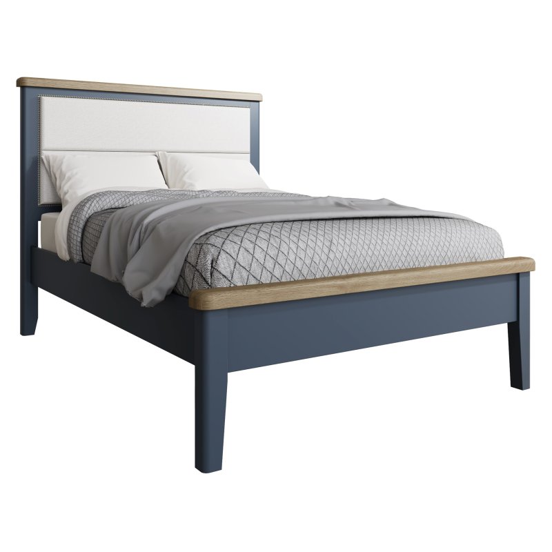 Aldiss Own Heritage Blue Low End Bed with Fabric Headboard