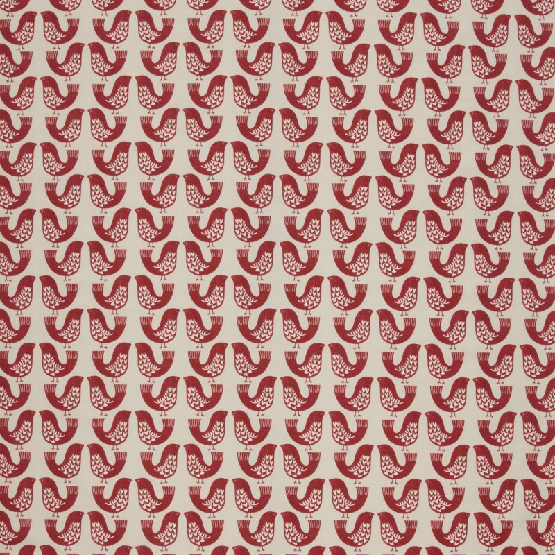 Scandi Birds Scarlet PVC Fabric