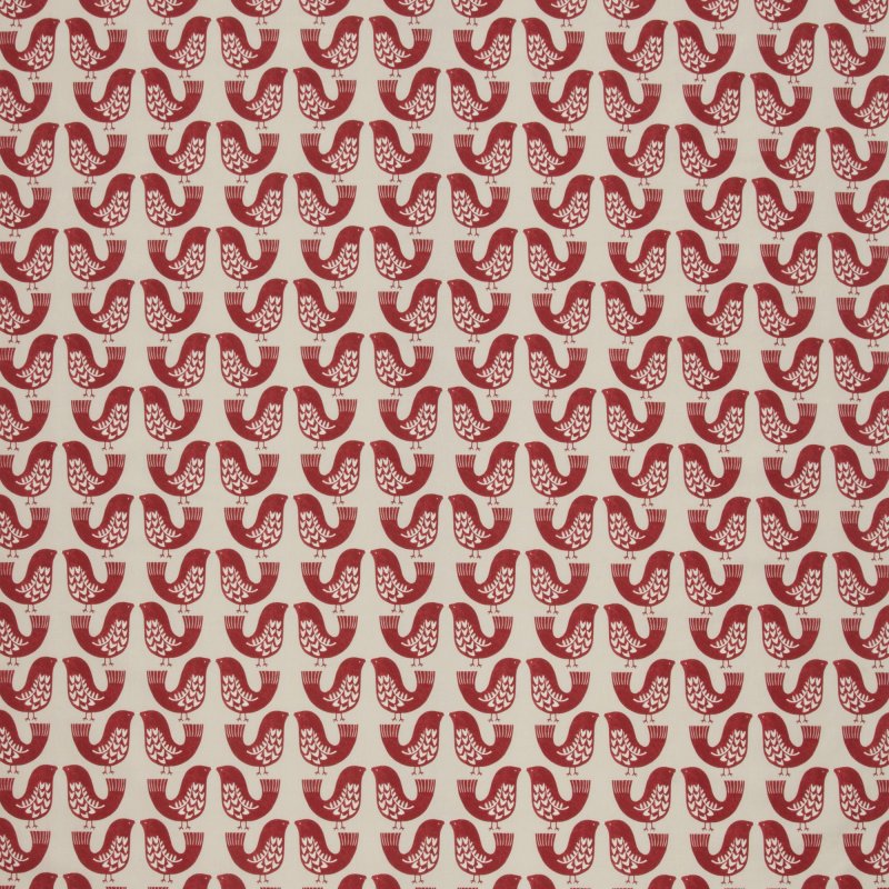 Scandi Birds Scarlet PVC Fabric