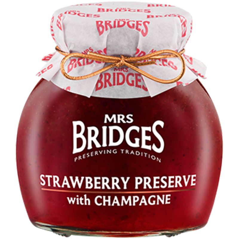 Mrs Bridges Strawberry Preserve with champagne