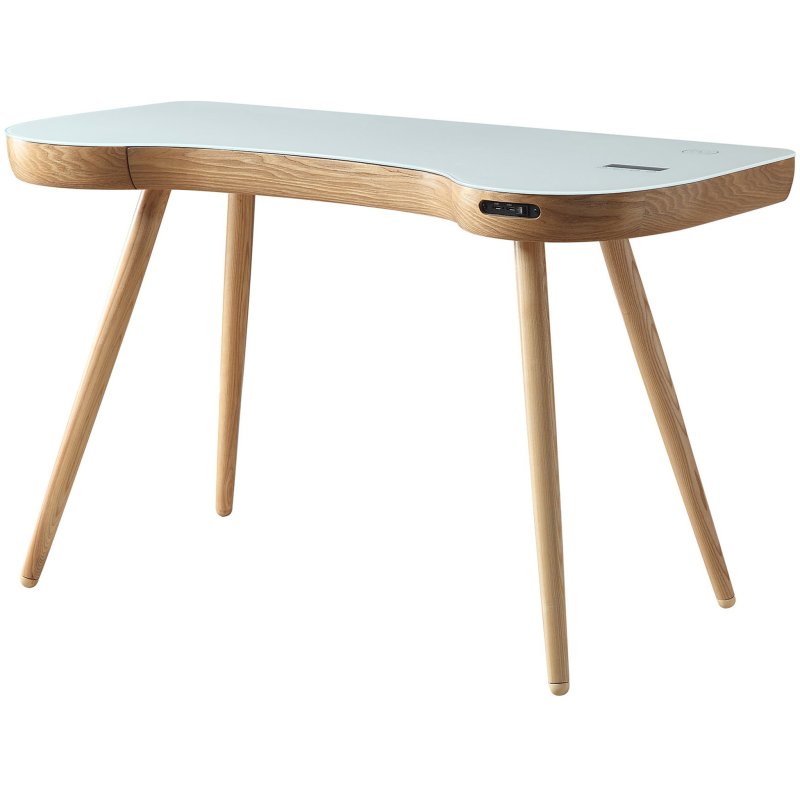 San Francisco SMART Desk in oak on white background