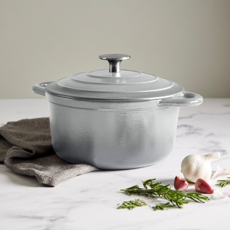 Simply Home Cast Iron 5.2L Round Casserole Grey