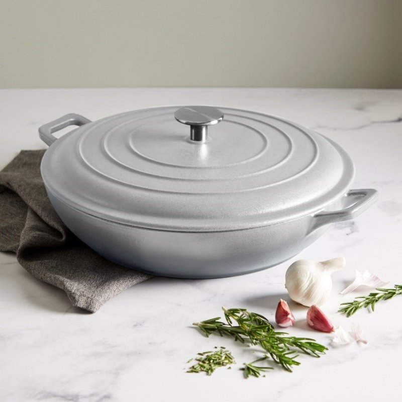 Simply Home Cast Iron 30cm Shallow Casserole Grey