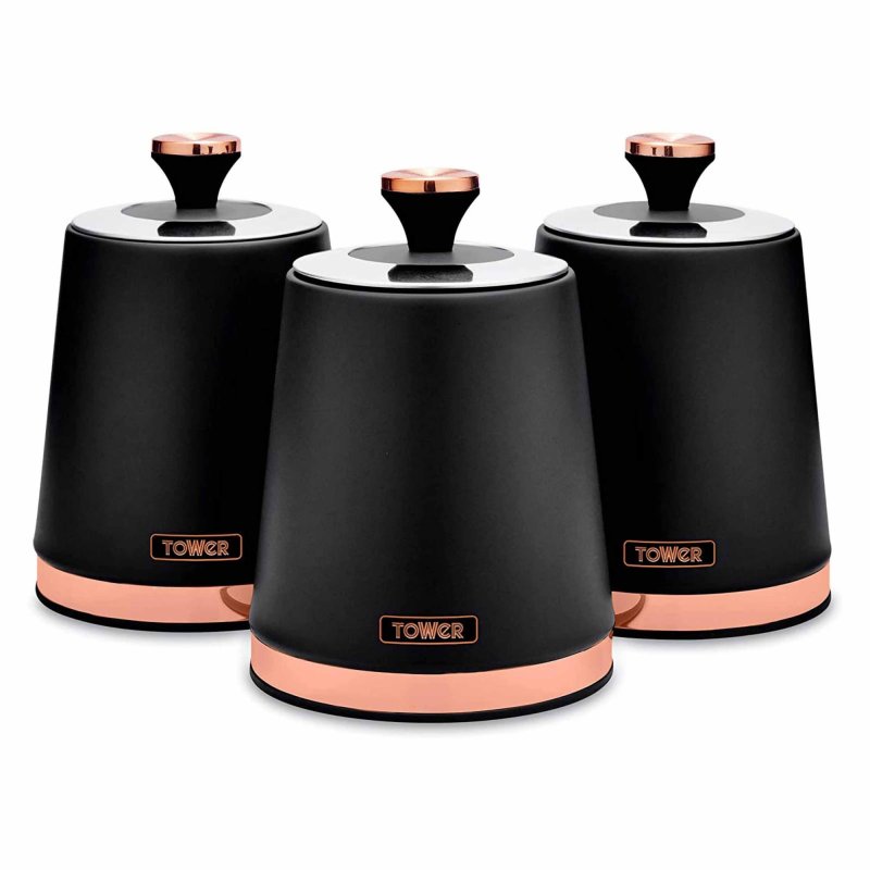 Tower Cavaletto Set of 3 cannisters Black