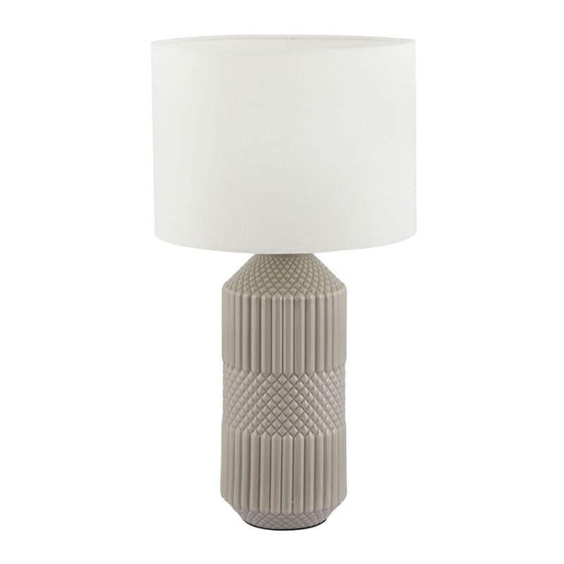 Meribel Grey Geo Textured Tall Ceramic Table Lamp