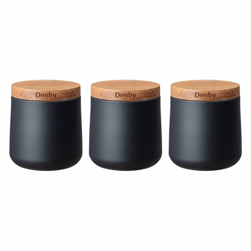 Denby Set of 3 Black Storage Cannisters