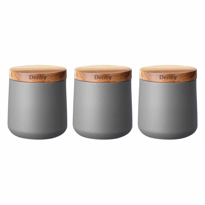 Denby Set of 3 Grey Storage Cannisters