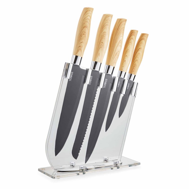 Tower Scandi 5 Piece Knife Block