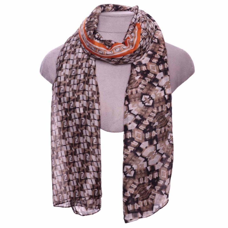 Zelly Abstract Stripe Khaki Scarf