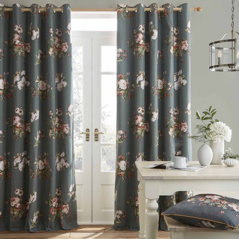 Laura Ashley Rosemore Eyelet Ready Made Curtains