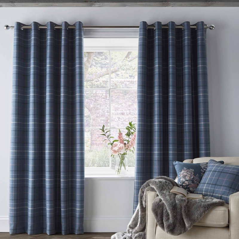 Laura Ashley Alfriston Seaspray Eyelet Ready Made Curtains Aldiss