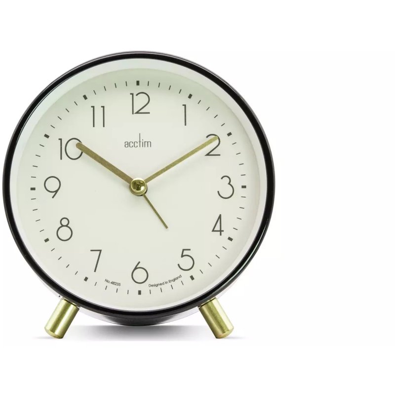 Acctim Fossen Black Alarm Clock Aldiss of Norfolk