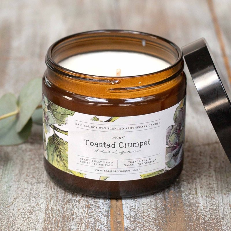Toasted Crumpet Toasted Crumpet Earl Grey and Sweet Hydrangea Apothecary Candle