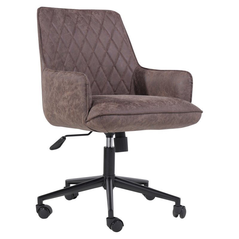 Diamond Stitch Office Chair in Brown | Aldiss of Norfolk