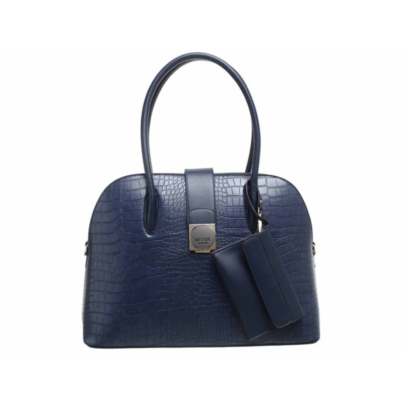 Bessie Bessie Croc Print Navy Card Holder Tote Bag