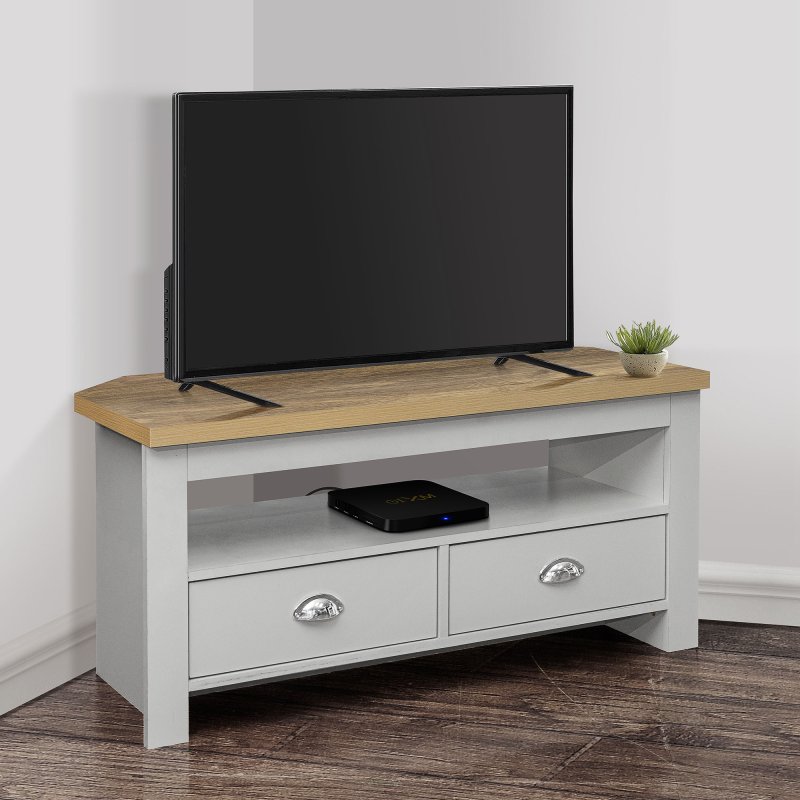 Silver corner sales tv stand