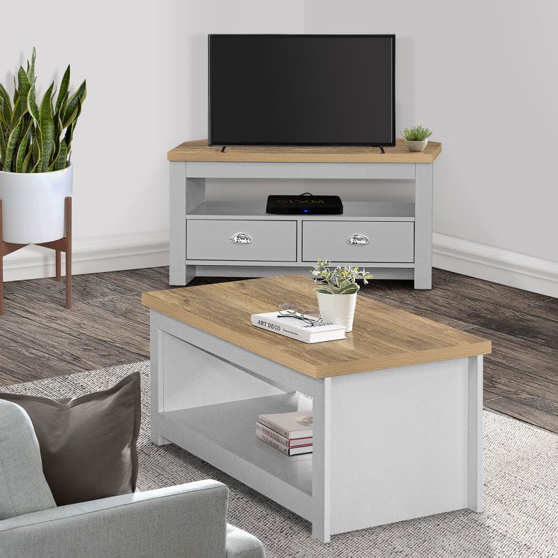 Harrow Corner TV Unit Grey Aldiss of Norfolk