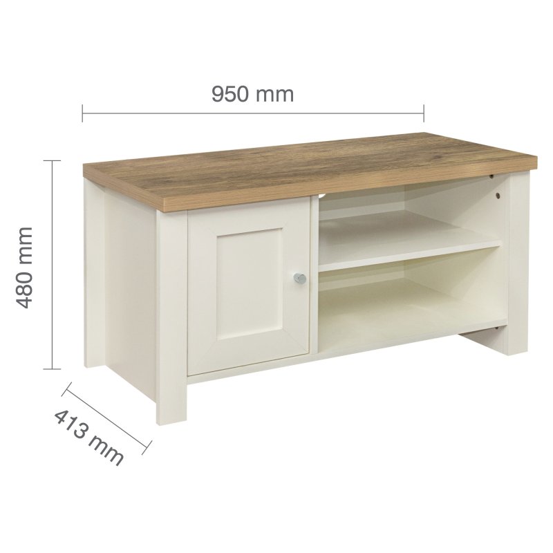 Cream tv unit with oak top discount