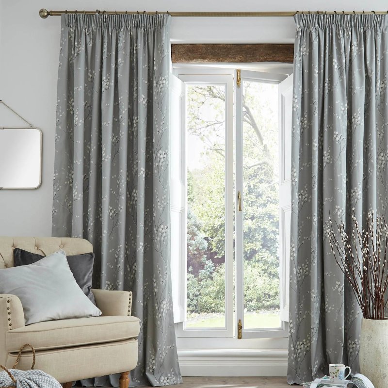 Laura Ashley Laura Ashley Pussy Willow Steel Grey Curtains