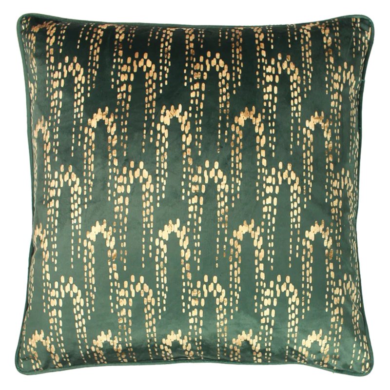 Wisteria Printed Velvet Cushion Emerald