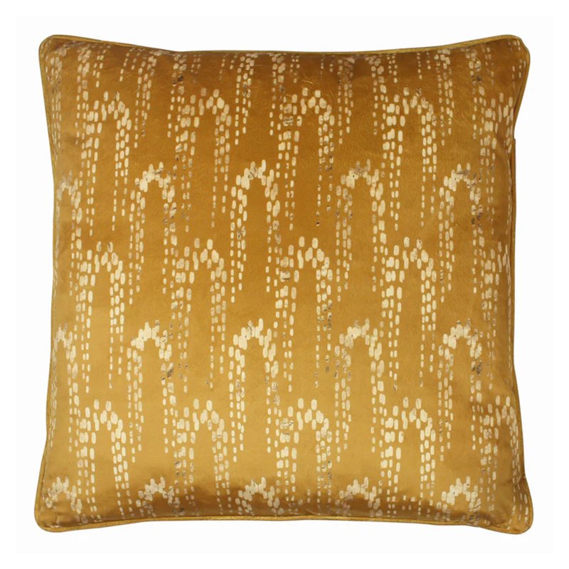 Wisteria Printed Velvet Cushion Gold