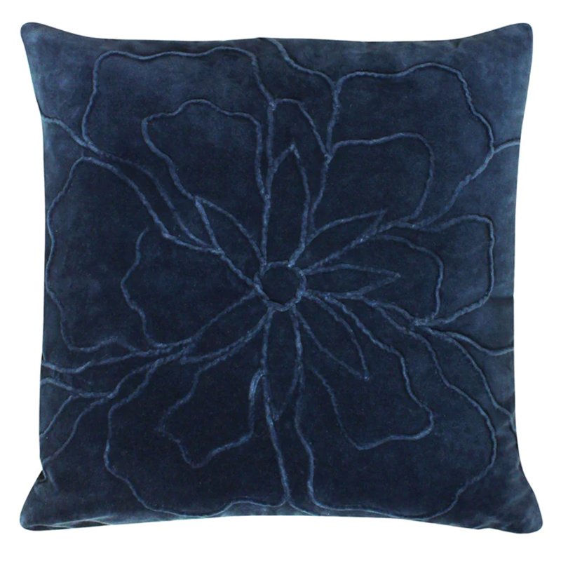 Angeles Floral Velvet Cushion Navy