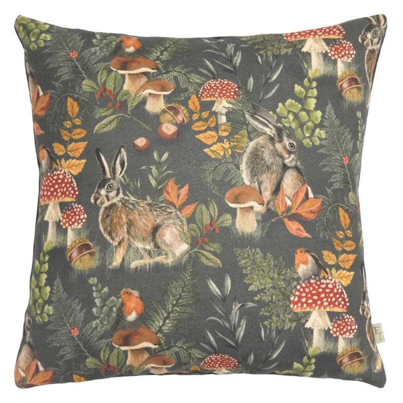 Forest Hare Repeat Cushion Grey