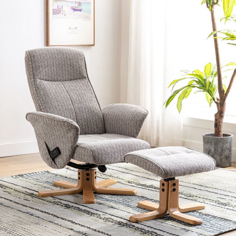 Alexandria Swivel Recliner Chair and Stool Set Wheat Aldiss