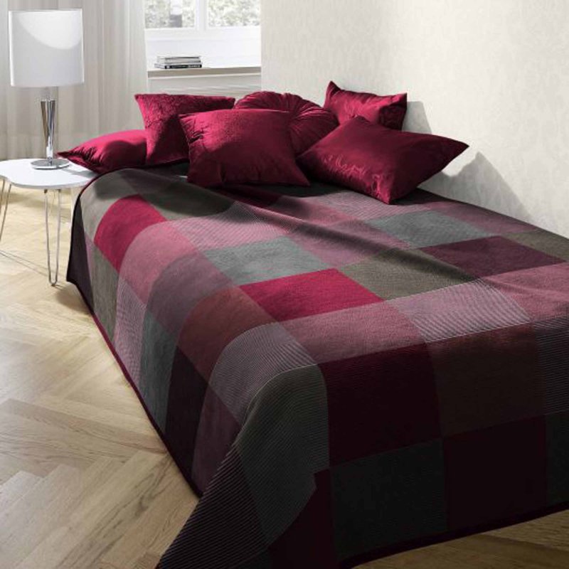 Biederlack Thermosoft Tweed Check Red Throw Aldiss