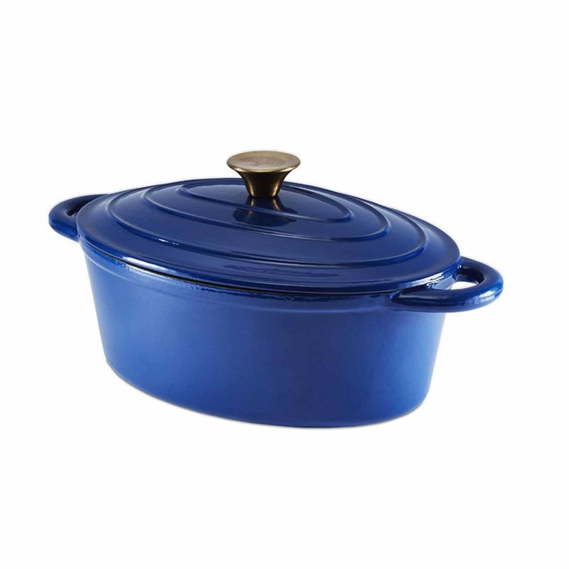 Barbary & Oak Foundry 29cm Oval Blue Casserole