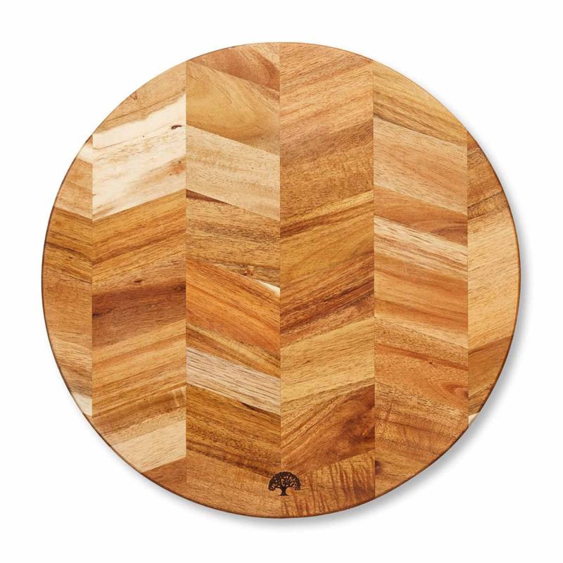 Barbary & Oak Acacia Chevron Round Board