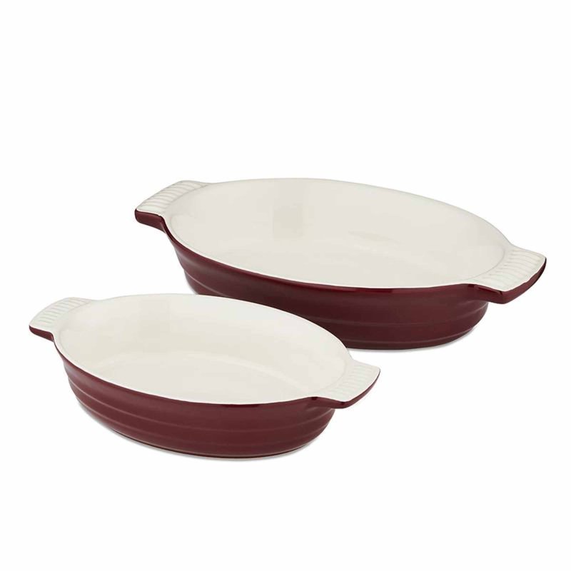 Barbary & Oak Foundry Oval Red Oven Dish Set of 2