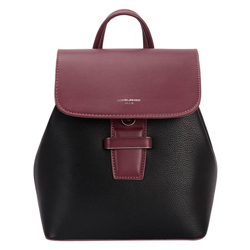 David Jones Tab Detail Black & Bordeaux Backpack