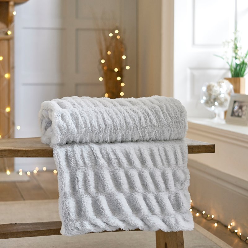 New Hampshire Silver Faux Fur Throw