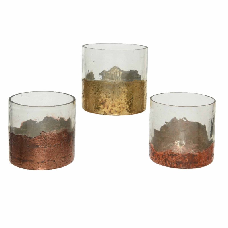 Kaemingk Copper & Walnut glass tealight holder