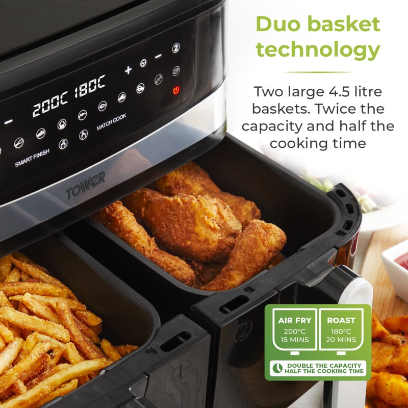 Tower Air Fryer Dual Basket 9L