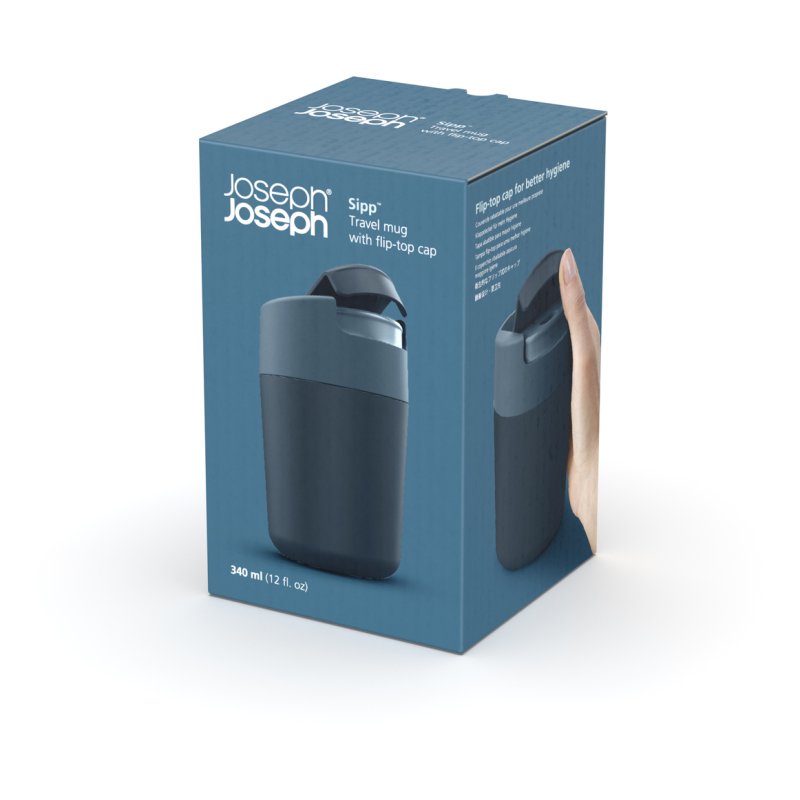  Joseph Joseph Sipp™ Travel Coffee Mug with Flip-top Cap - 340  ml (12 fl. oz) - Blue : Home & Kitchen