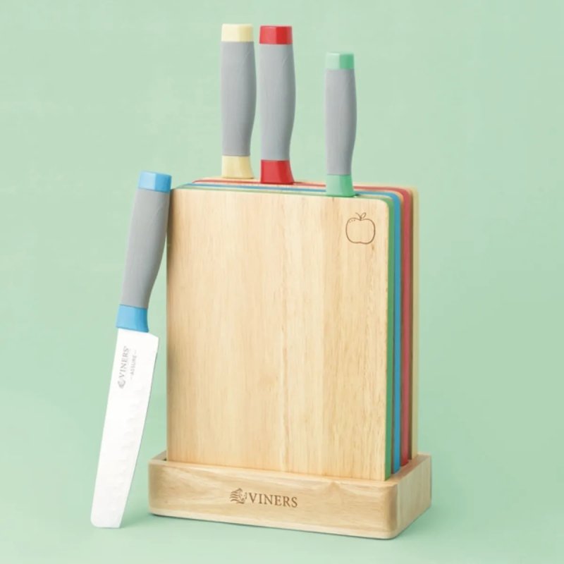 Viners Assure Colour Coded Knife Block Set Aldiss
