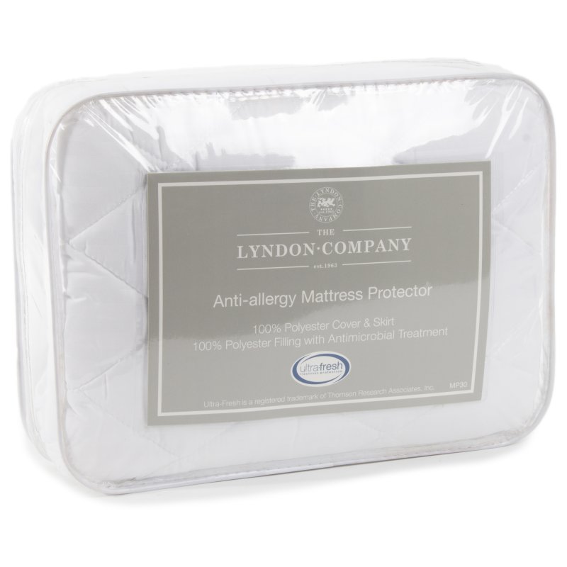 The Lyndon Company Anti Allergy Quilted Single Mattress Protector image of the mattress in packaging on a white background