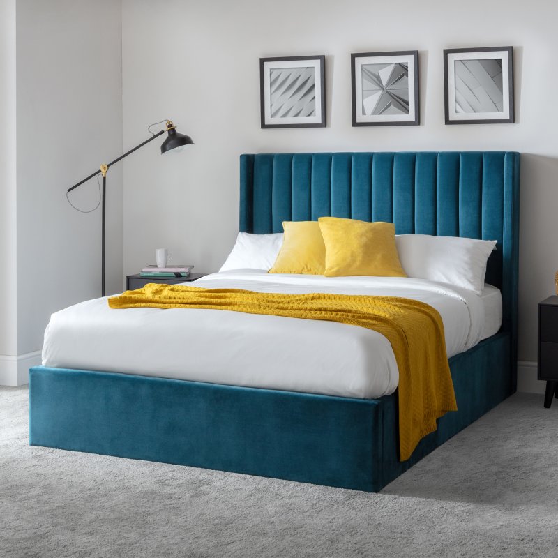 Manhattan King Size Ottoman Storage Bed in Teal