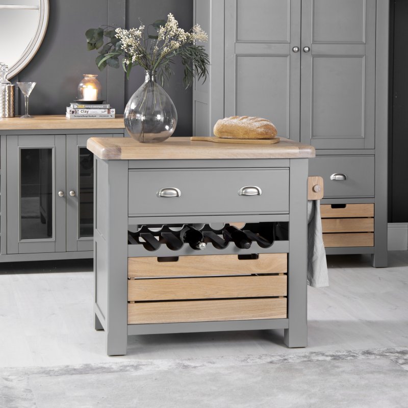 Chatsworth Oak Grey Small Kitchen Island Aldiss of Norfolk