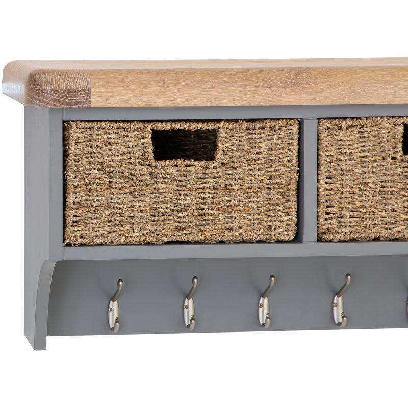 Chatsworth Oak Grey Large Hall Bench Top Aldiss of Norfolk