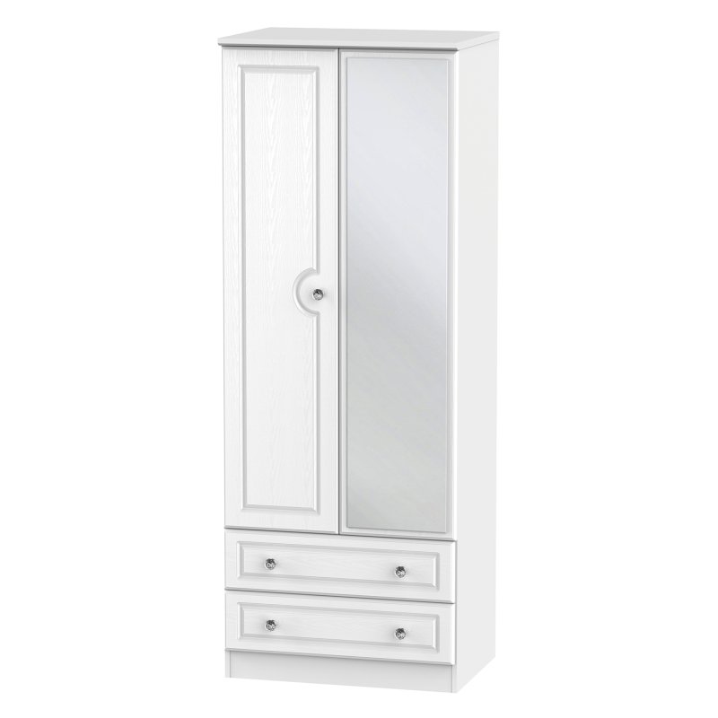 Krystal Tall 2ft6in 2 Drawer Mirror Wardrobe