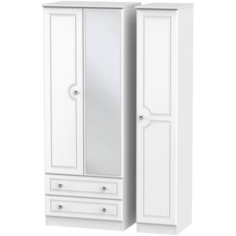 Krystal Tall Triple 2 Drawer Mirror Wardrobe