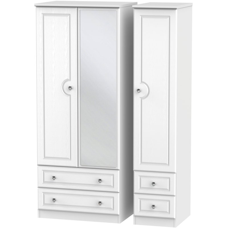 Krystal Triple 2 Drawer Mirror + Drawer Wardrobe