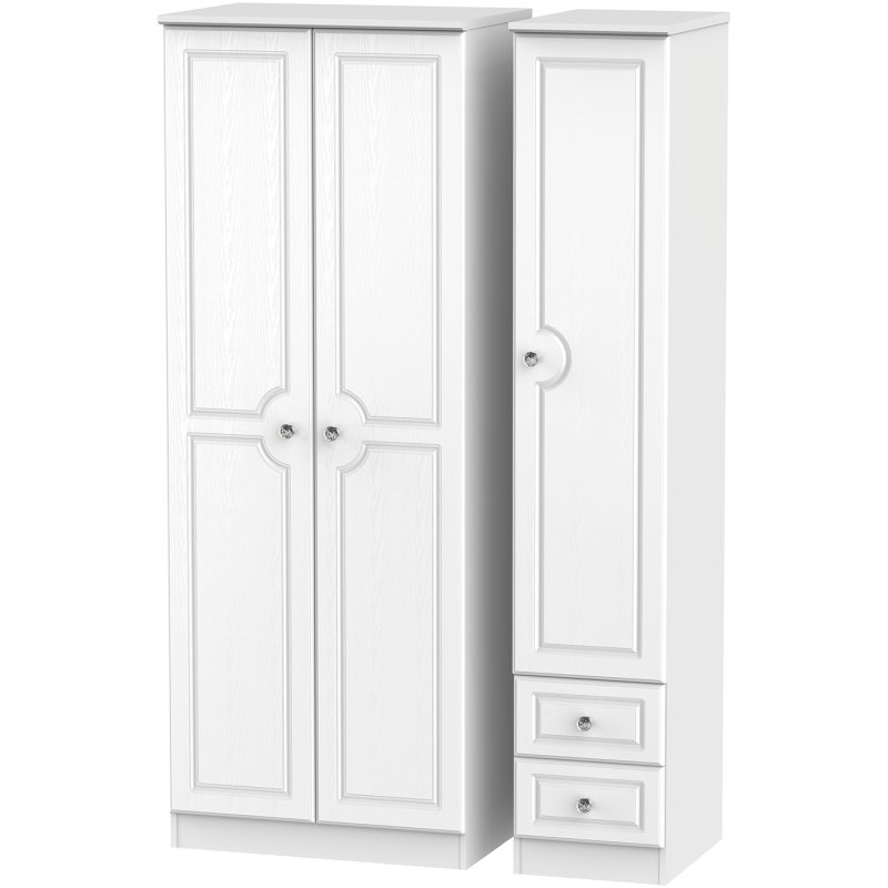 Krystal Tall Triple Plain + Drawer Wardrobe