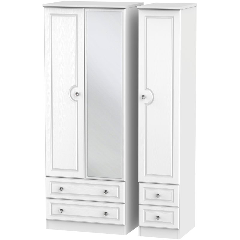 Krystal Tall Triple 2 Drawer Mirror + Drawer Wardrobe