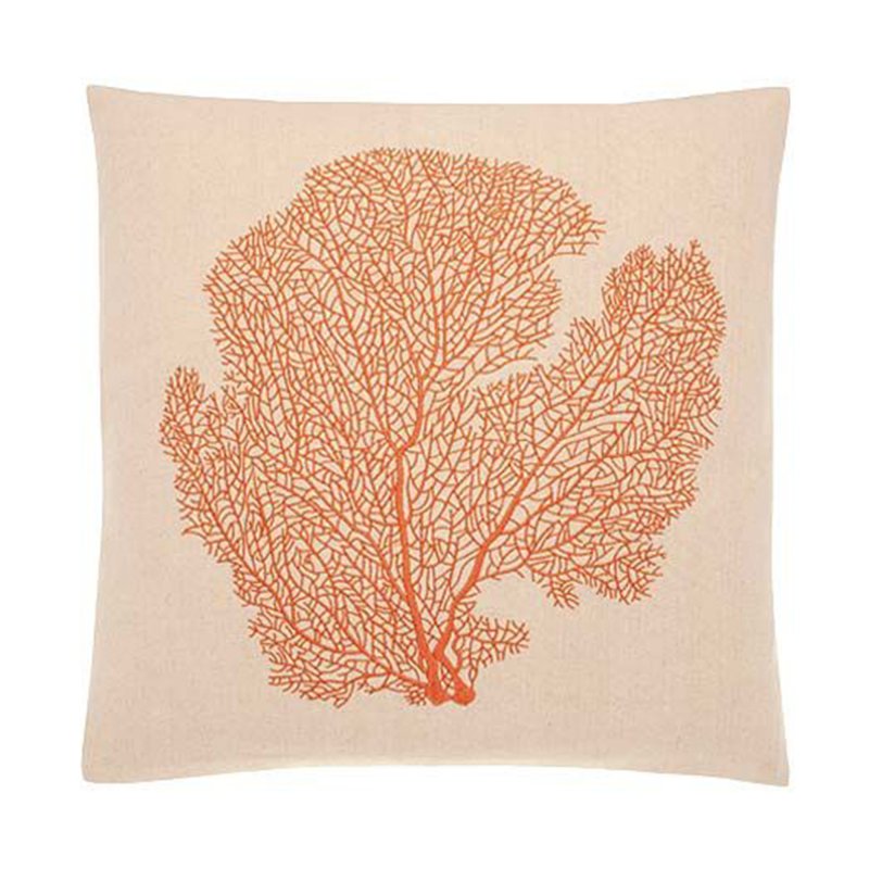 Walton & Co Embroidered Coral Cushion Terracotta